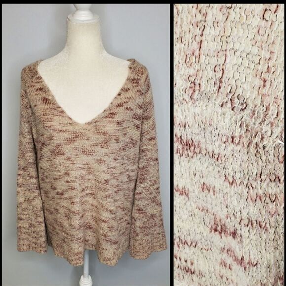 FREE PEOPLE sweater v-neck Stella softly oversized alpaca knit S - Picture 2 of 7